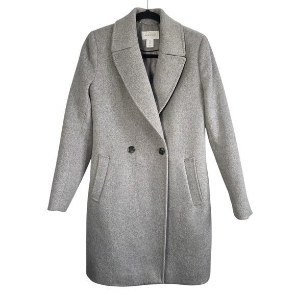 Deane & White Jackets & Blazers - Deane & White Grey Wool Blend Tailored Coat Double Breasted Long Jacket Sz 6